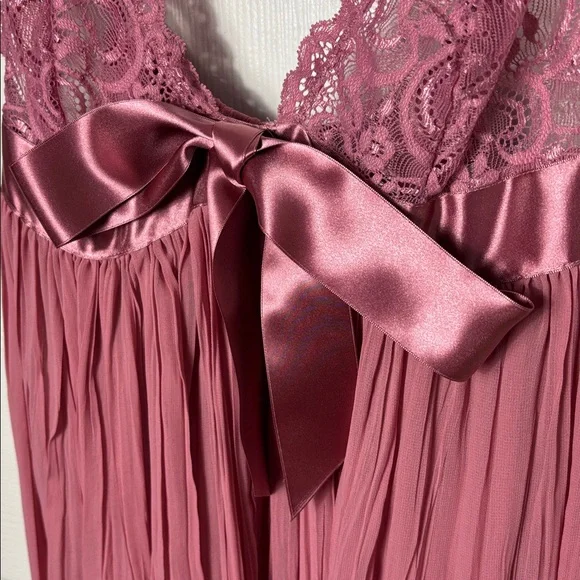 Victorias Secret Mauve Sheer Pleated Babydoll Lingerie Size Medium sexy Coquette - Picture 5 of 12